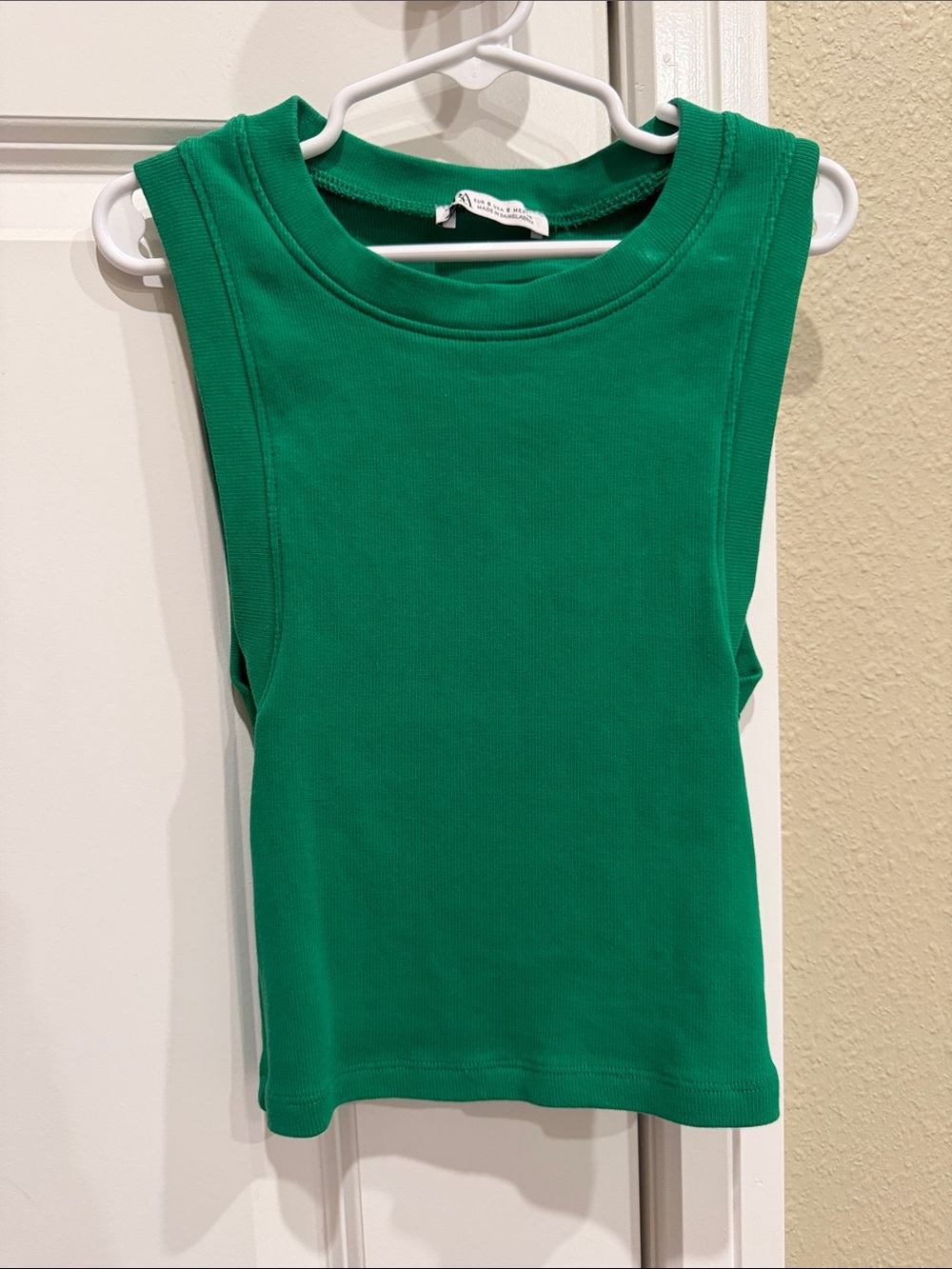 Zara Girls' Bright Green Ribbed Tank Top